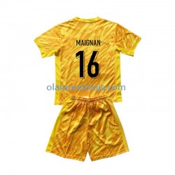 Camisola França Mike Maignan 16 Guarda-redes Criança Equipamento Primeiro Euro 2024 Manga Curta